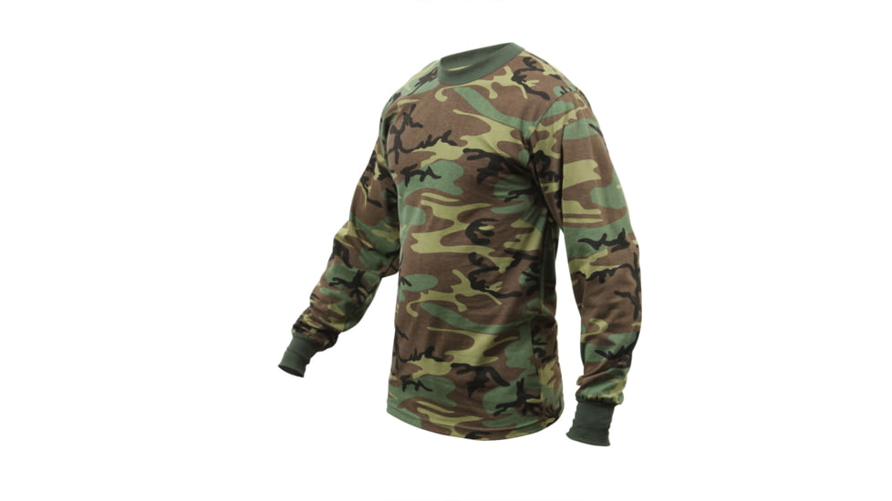 Rothco Long Sleeve Camo T-Shirt, Woodland Camo, XL, 6778-WoodlandCamo-XL