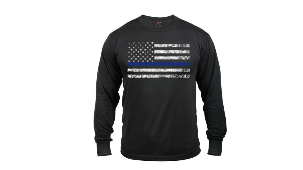 Rothco Long Sleeve Thin Blue Line T-Shirt, M, 3925-M