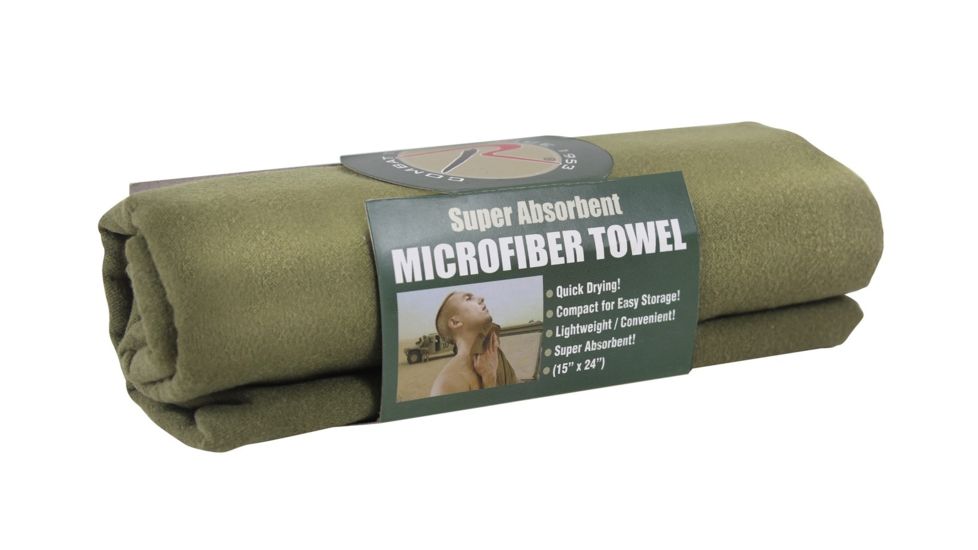 Rothco Microfiber Towel, Olive Drab, 15x24, 92-OliveDrab-15x24