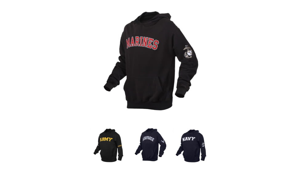 Rothco Military Embroidered Pullover Hoodies, Black/Red, Black/Yellow, Blue/White, Navy Blue
