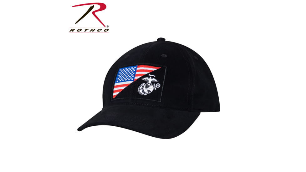 Rothco USMC Eagle, Globe and Anchor / US Flag Low Pro Cap, Black, 4373-Black