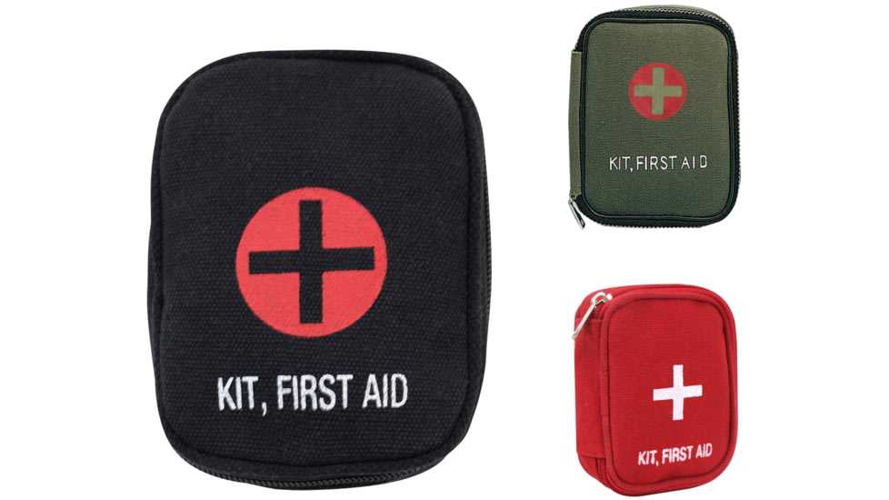 Rothco Military Zipper First Aid Kit Pouch, Black, Olive Drab, Red