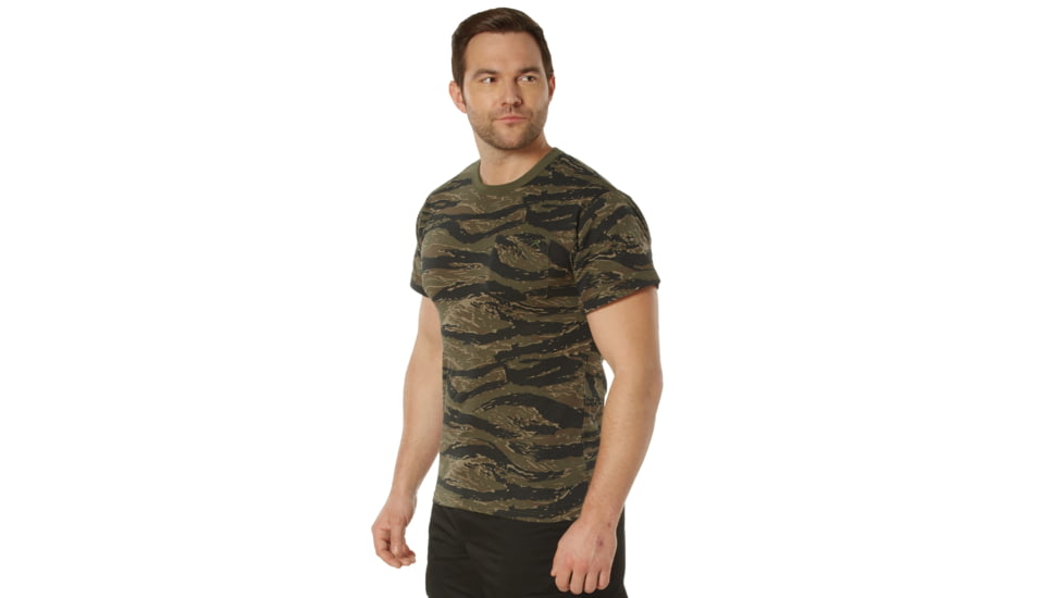 Rothco Pocket Cotton/Poly T-Shirt - Mens, Tiger Stripe Camo, Small, 36950-TigerStripeCamo-CP-S