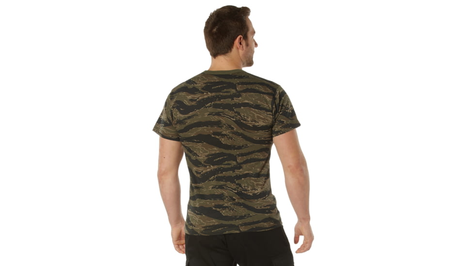 Rothco Pocket T-Shirt Collection Available In Cotton/Poly and Moisture Wicking Poly, Tiger Stripe Camo, Small, Cotton/Polyester, 36950-TigerStripeCamo-CottonPolyester-S