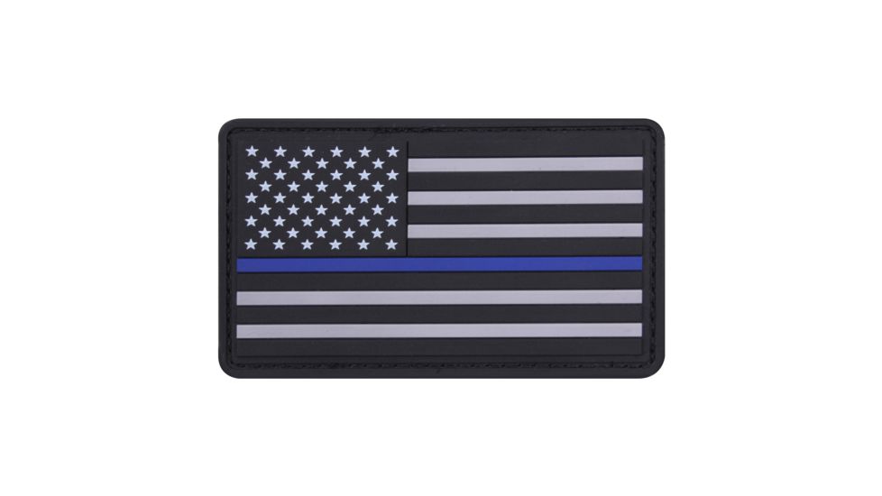 Rothco PVC Thin Blue Line Flag Patch - Hook Back, Bulk Packaging, 27789-BulkPackaging
