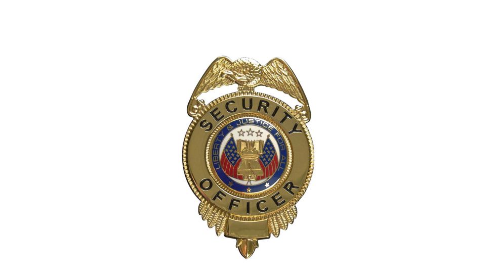 Rothco Security Officer Badge w/ Flags, Gold, 1914-Gold