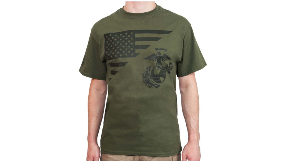 Rothco US Flag / USMC Eagle / Globe &amp; Anchor T Shirt - Mens, Olive Drab, Extra Large, 54290-OliveDrab-XL