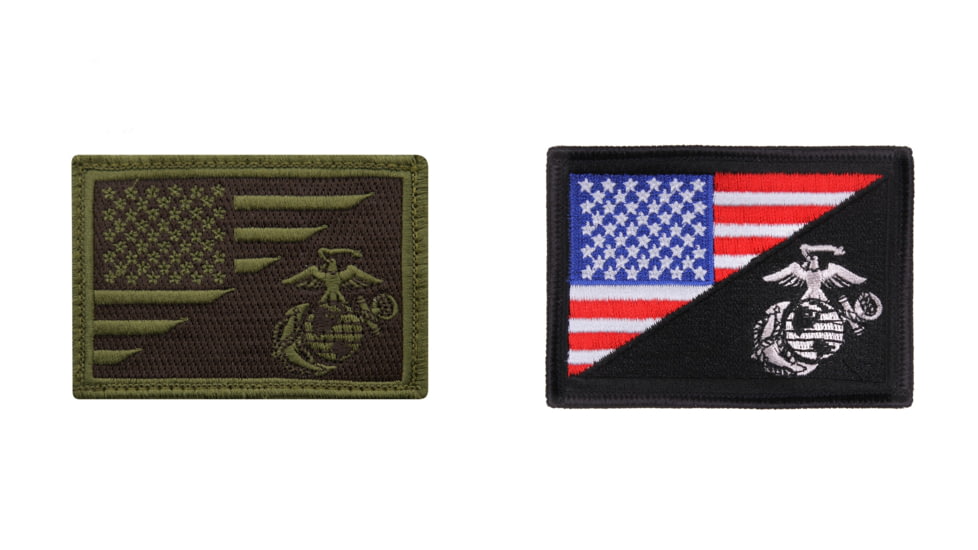 Rothco US Flag / USMC Globe and Anchor Morale Patch, Olive Drab, Red/White/Blue