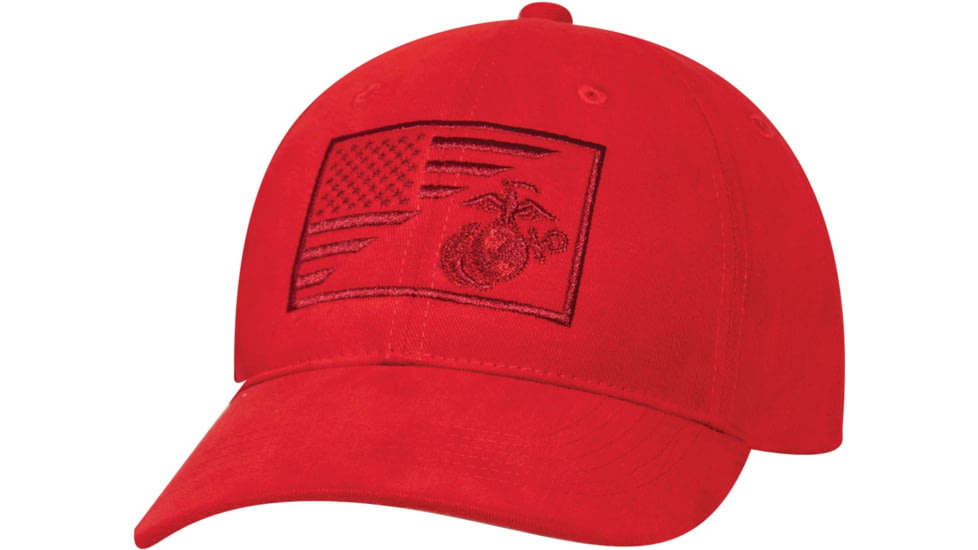Rothco USMC Eagle Globe and Anchor/US Flag Low Pro Cap, Red, 71850-Red-OneSize