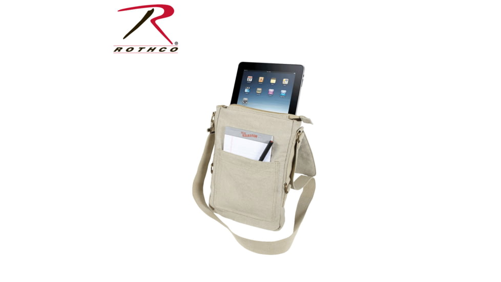 Rothco Vintage Canvas Military Tech Bag, Khaki, 5795-Khaki