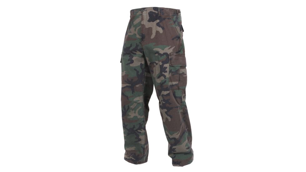 Rothco Vintage Vietnam Fatigue Pant Rip-Stop, Woodland Camo, L, 4271-WoodlandCamo-L