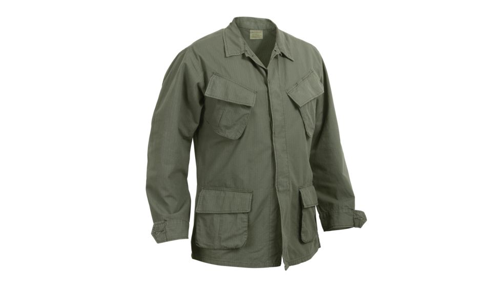 Rothco Vintage Vietnam Fatigue Shirt Rip-Stop, Olive Drab, L, 4687-OliveDrab-L