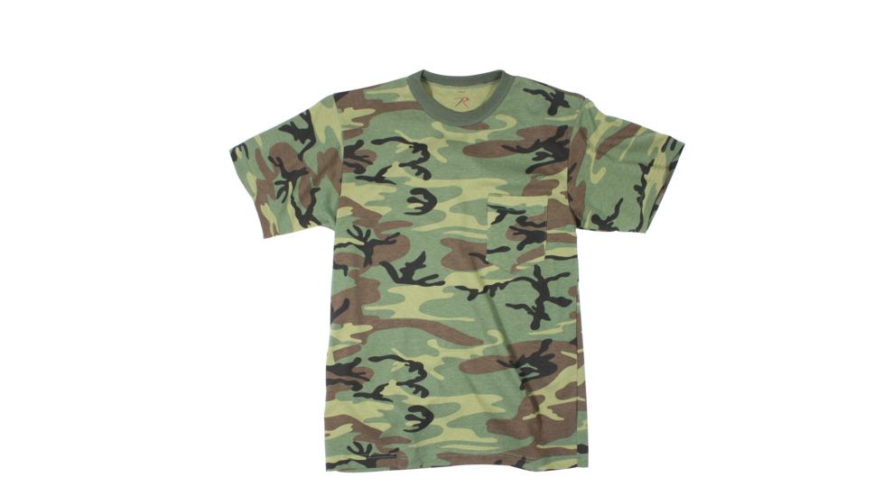 Rothco Woodland Camo T-Shirt w/ Pocket, Small, 6667-S