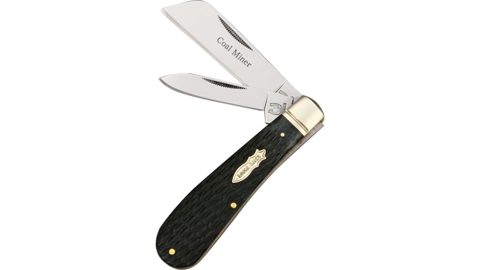 Rough Rider Coal Miner Fold Knife, 440 SS pen and sheepsfoot blade, Black handle RR1284