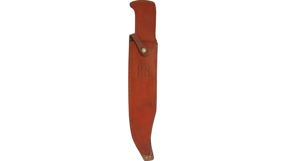 Rough Rider Dont Tread on Me Bowie Knife, 21.25in Overall, 15.5in Satin SS Clip Point Blade, Crown Stag Handle, Brass Guard, Blade Etching, Brown Leather Sheath, RR1941