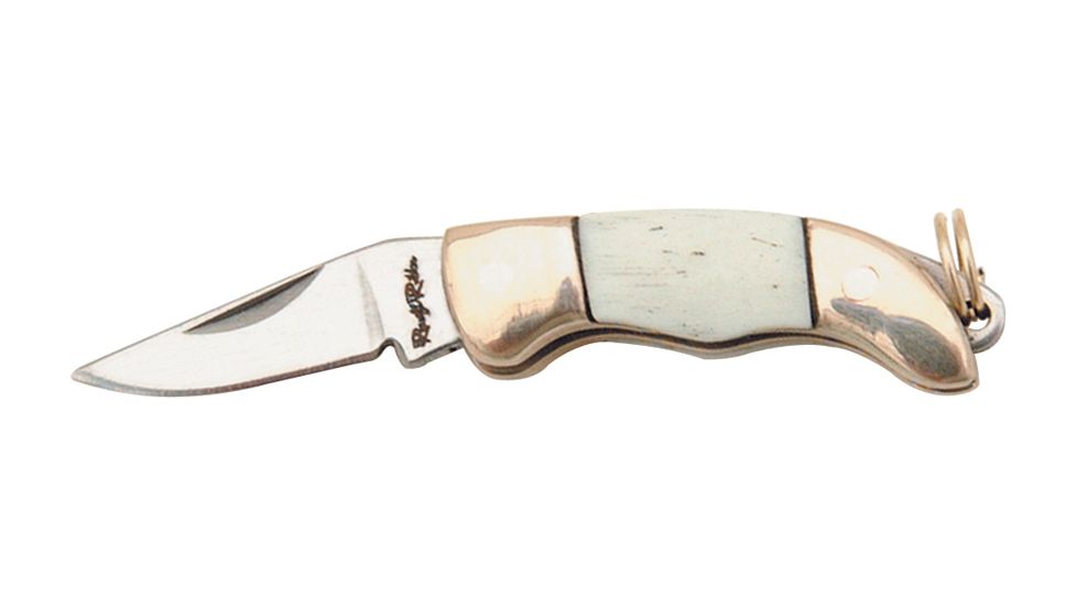 Rough Rider Miniature Folder Knife 1 1/8in., SS clip point blade, White smooth bone handle RR166