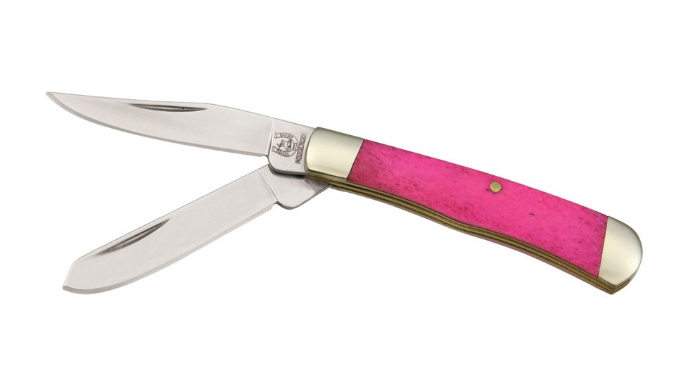 Rough Rider Tiny Trapper Fold Knife, clip and spey blade, Pink smooth bone handle RR839