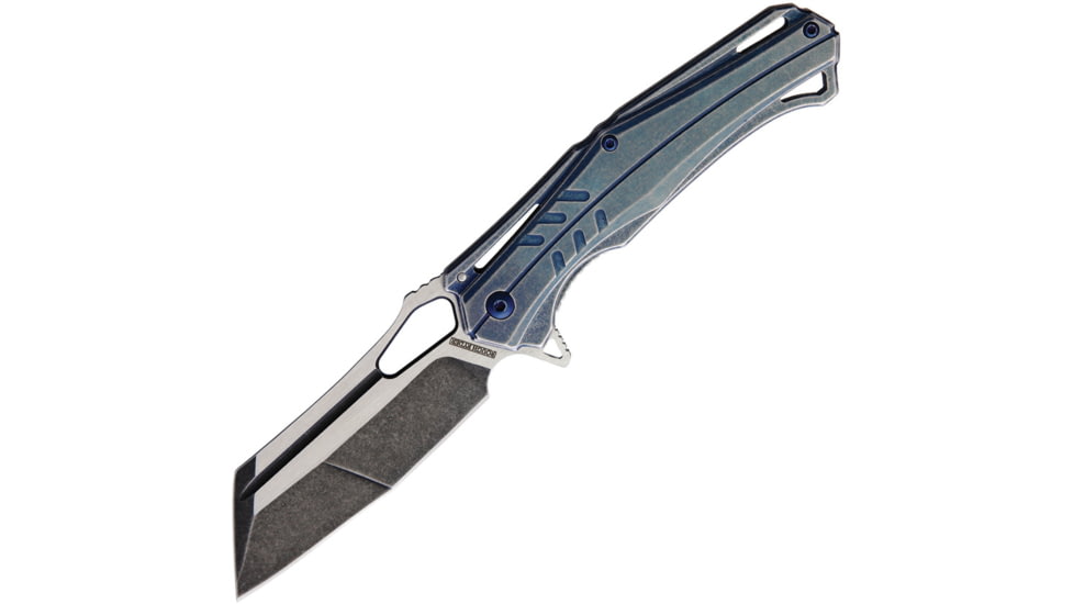 Rough Rider Framelock Blue Folding Knife, Blue, Blue stonewash finish stainless handle, RR2145