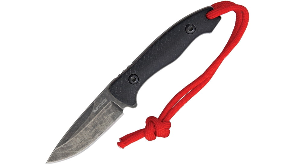 Rough Rider Neck Knife With Kydex Sheath Fixed Blade Knife, 4.88in Overall, 2in Black Stonewash SS Drop Point, Black G10 Handle, Black Kydex Neck Sheath, BS210546