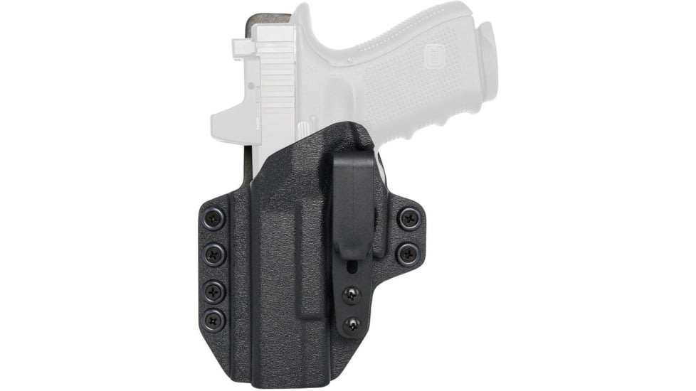 Rounded Tuckable KYDEX Leather Hybrid Holster, CZ P10 Compact, Left Hand, Black, CZU-P10C-BK-LH-STLTHR
