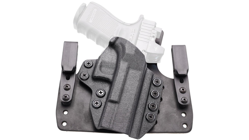 Rounded Wide KYDEX Leather Hybrid Holster, CZ P10 Compact, Right Hand, Black, CZU-P10C-BK-RH-WDLTHR