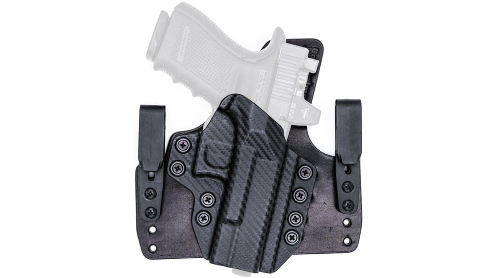 Rounded Wide KYDEX Leather Hybrid Holster, CZ P10 Compact, Right Hand, Carbon Fiber, CZU-P10C-CF-RH-WDLTHR