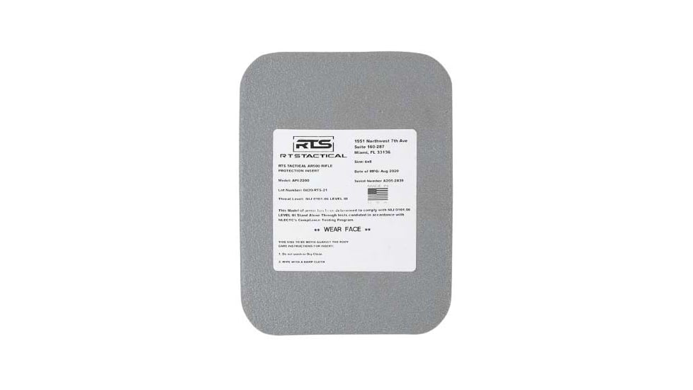 RTS Tactical AR500 NIJ 0101.06 Level III Insert, 10X12, Base Coat, Grey, RTS-42500