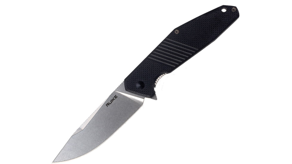 RUIKE D191 Framelock Folding Knife, Black G10 handle with stonewash finish titanium ba, D191-B
