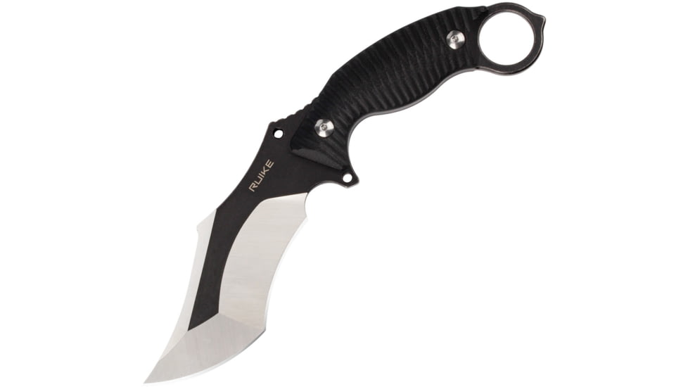 RUIKE F181 Fixed Blade Black Knife, 4.5 14C28N Sandvik stainless blade, Black sculpted G10 handle, F181-B1