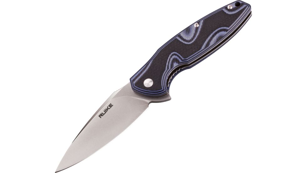 RUIKE Fang P105 Linerlock Pale Blue Folding Knife,3.5in,Standard Edge,Satin,Blue and Black,G10 Handle, P105-K