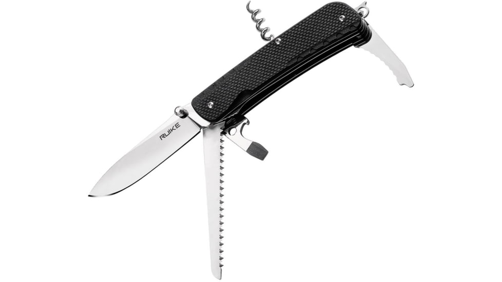 RUIKE L32 Large Multifunction Knife Multi-Tools, Folding Knife, 4.38in Closed, Black G10 Handle, Black, L32-B