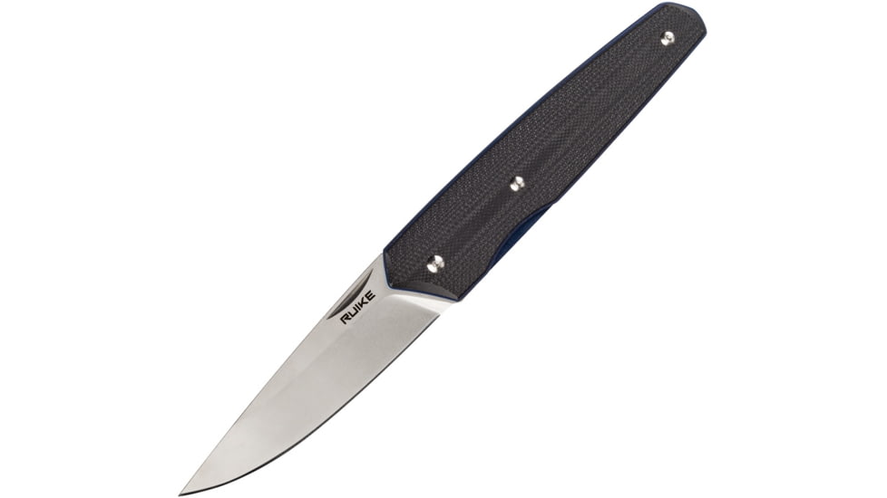 RUIKE P848 Linerlock Folding Knife, 3.5in Satin 14C28N Sandvik SS Drop Point, Black G10 Handle, Pocket Clip, P848-B