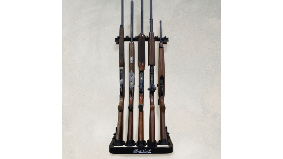 Rush Creek Creations 5-Gun Wall Rack with Smart Stock Technology, Black, 38-5005