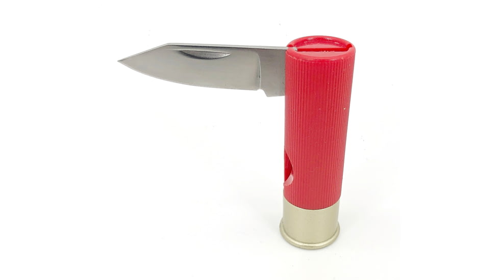 RW Minis Shotgun Bullet 16 Gauge Folding Knife, Stainless Steel, Synthetic Handle, Red, 16GARD