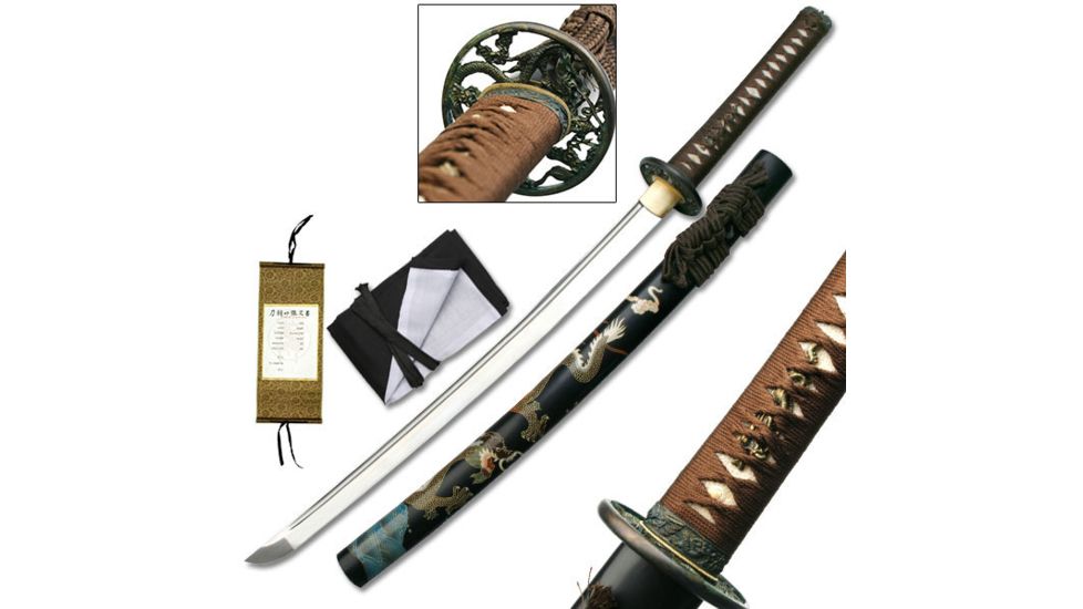 Ryumon Fixed Blade, 32.5in, Carbon Steel Blade, Brown Cord Wrapped Handle RY-3200M