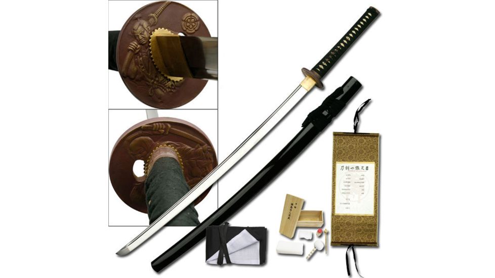 Ryumon Fixed Blade, 40.5in, Carbon Steel Blade, Black Cotton Wrapped Handle RY-3033