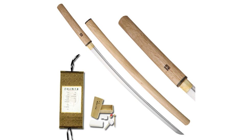 Ryumon Fixed Blade, 41.25in, High Carbon Steel Blade, Natural Wood Handle RY-3042N
