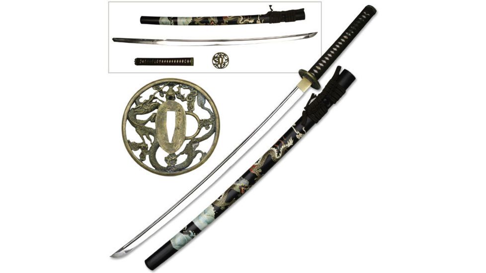 Ryumon Fixed Blade, 41.5in, Carbon Steel Blade, Authentic Top Grade Ray Skin Wrapped Handle RY-3200