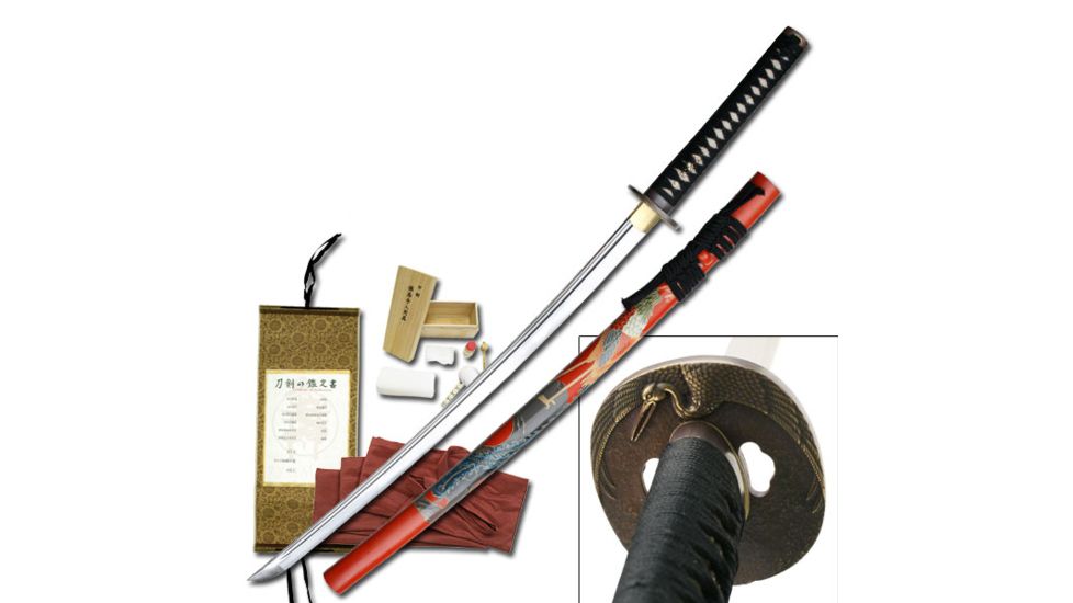 Ryumon Fixed Blade, 41.5in, Carbon Steel Blade, Authentic Top Grade Ray Skin Wrapped Handle RY-3201