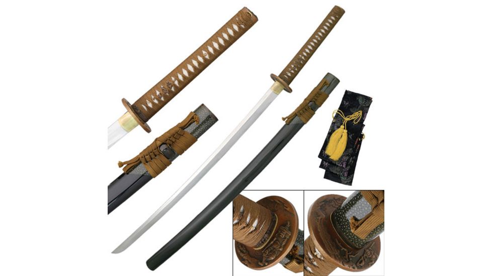 Ryumon Fixed Blade, 41.5in, Carbon Steel Blade, Silk Wrapped Handle RY-3040B