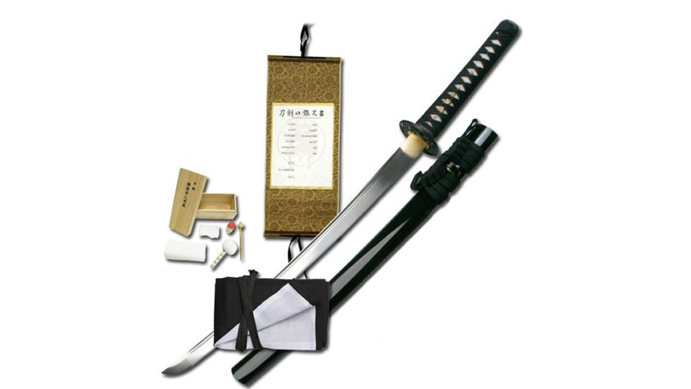 Ryumon Royal Dragon Wakizashi, 19.5in Handforged 1095 High Carbon Steel With Blood Grove Blade, Dragon Guard With Real Ray Skin Handle, RY-3050M