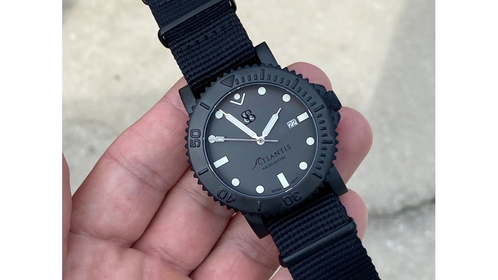 S&amp;B Watches Atlantis Rogue Tactical Watch, Black Case W/ Gray Dial, 44mm, ATR101