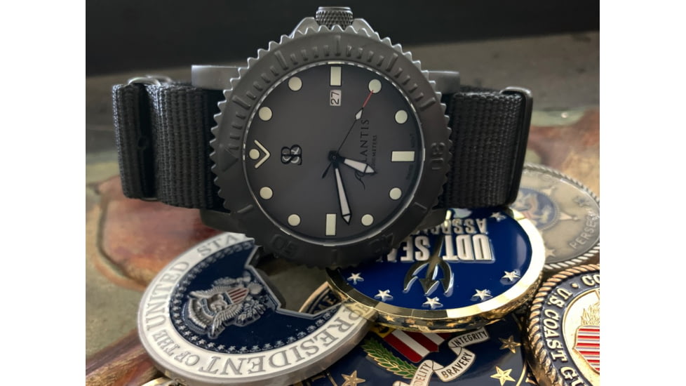 S&amp;B Watches Atlantis Rogue Tactical Watch, Black Case W/ Gray Dial, 44mm, ATR101