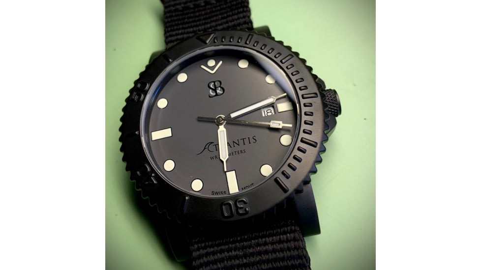 S&amp;B Watches Atlantis Rogue Tactical Watch, Black Case W/ Gray Dial, 44mm, ATR101