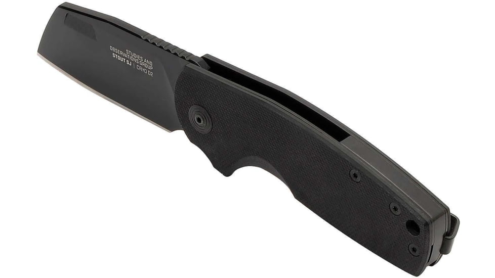 SOG Specialty Knives &amp; Tools Stout SJ Folding Knife, 2.4 in Blade, D2 Steel, Plain, SOG16030757