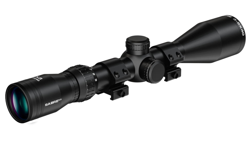 Sabre 3-9x40, 1 in Tube Rifle Scope, Second Focal Plane, HMD Half Mil Dot Reticle, Matte Black, sam3940