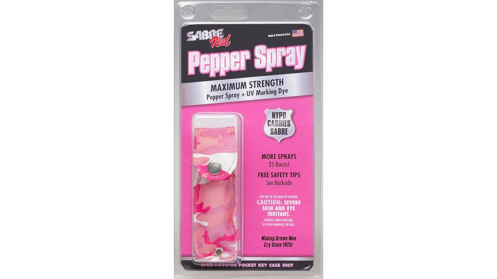 Sabre .54 oz Pocket Key Case Maximum Strength Defense Spray, PINK CAMO SPKC-14-PC-OC