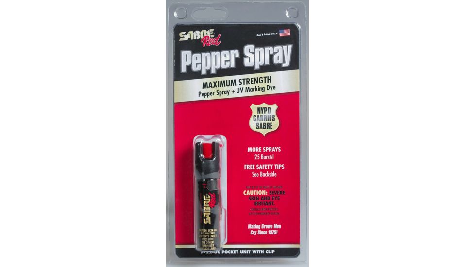 Sabre .75 oz Pocket Unit w/Clip Maximum Strength Defense Spray, BLACK P-22-OC