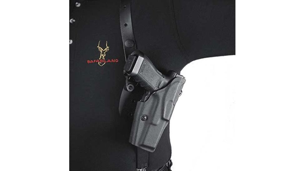 Safariland 1051 ALS Shoulder Holster w/Dual Mag Pouch, H&amp;K USP 9mm, .40 Compact 3.58in., Plain Black, Right Hand, 1051-291-411