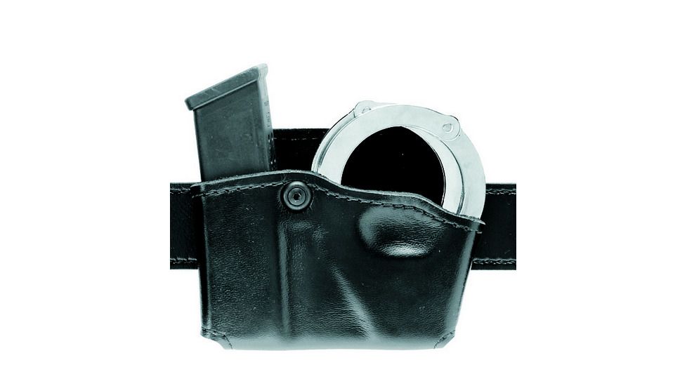 Safariland 573 Concealment Magazine Holder, Paddle, Single w/Cuff Pouch - Carbon Fiber Look Black, Ambidextrous 573-76-651